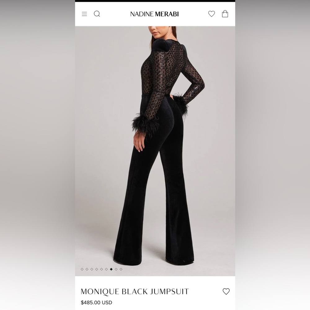 Nadine Merabi. XXS MONIQUE BLACK JUMPSUIT. Velvet & Lace